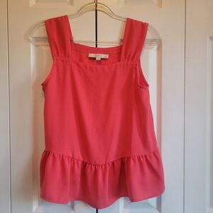 LOFT Coral Sleeveless Peplum Blouse